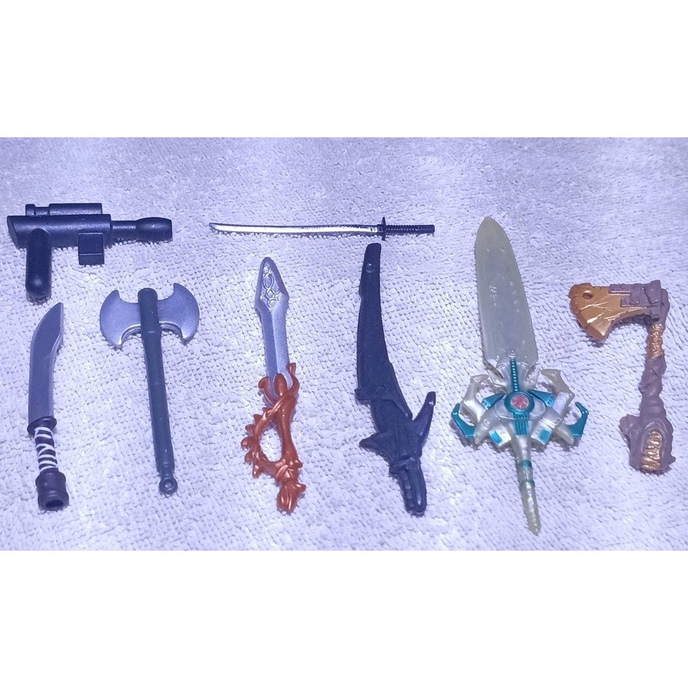 Action Figure Weapons Accessories Lot 8pc Fantasy Swords Axes Blaster Mixed
